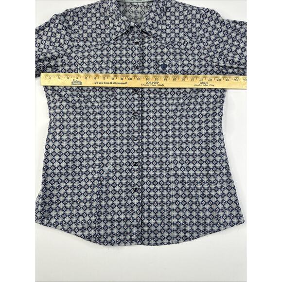 Cinch Women's Long Sleeve Blue Pink pearl snap Button Up Shirt - Size X - Picture 4 of 9